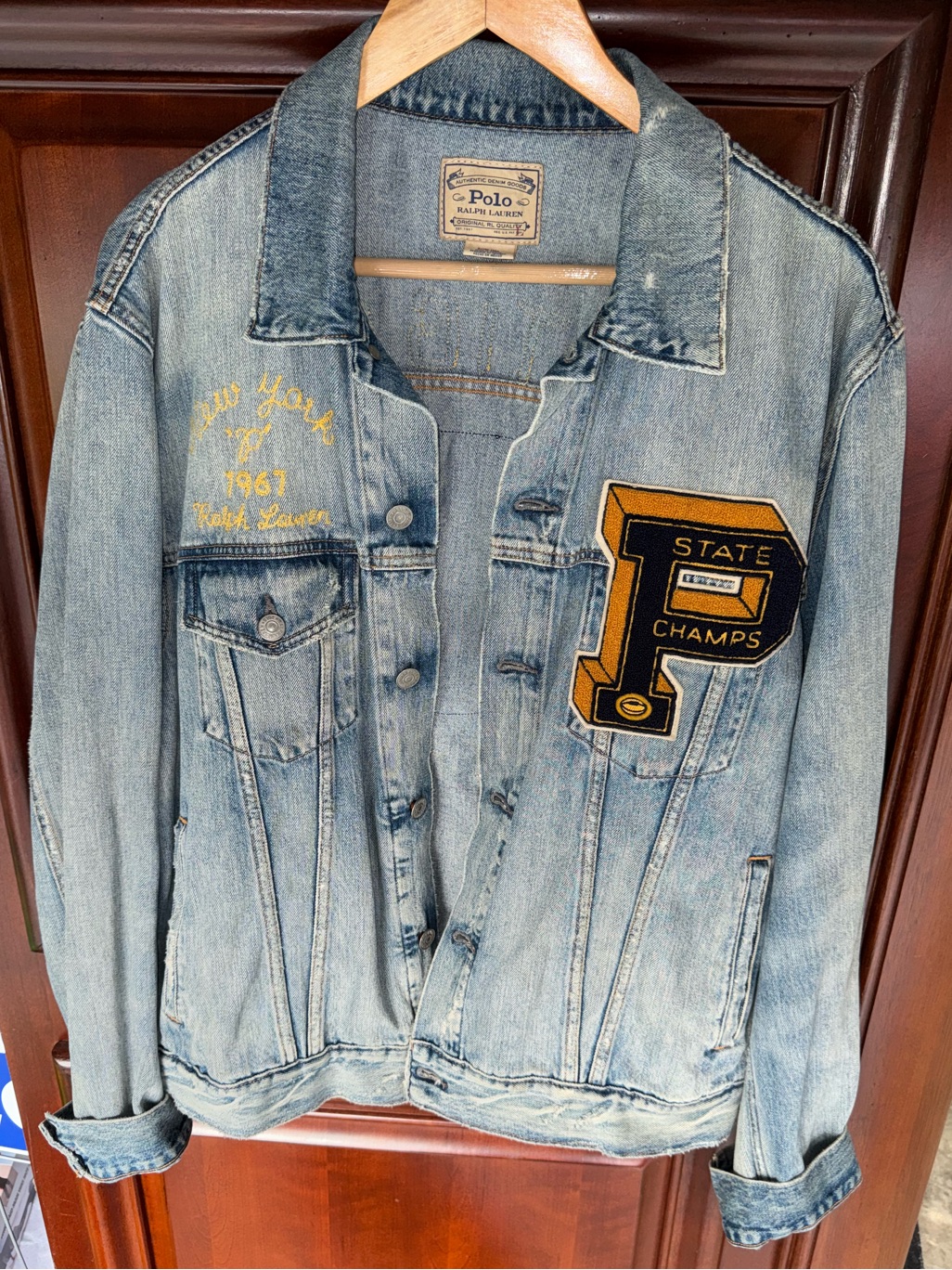 Ralph Lauren Polo Jean Jacket Rl Tigers York Varsity Letterman